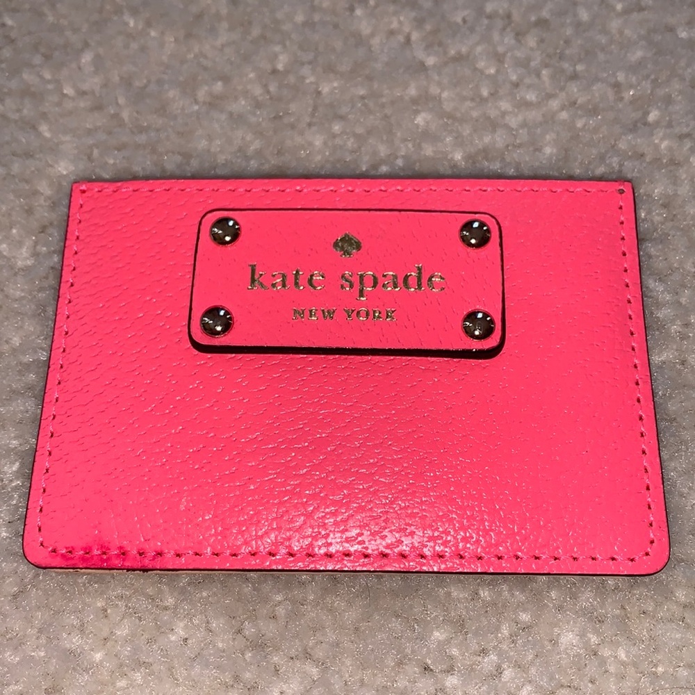 Neon Kate Spade Small Leather Card Holder Wallet Pouch